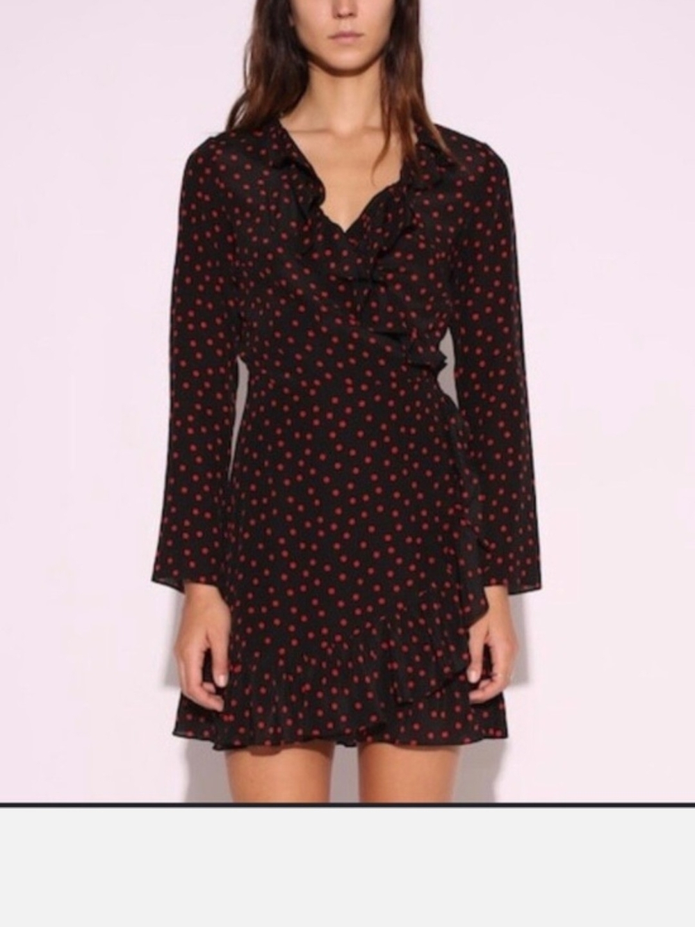 Realisation Par Black Mini Wrap Dress with Red Polka Dots - Picture 3 of 6